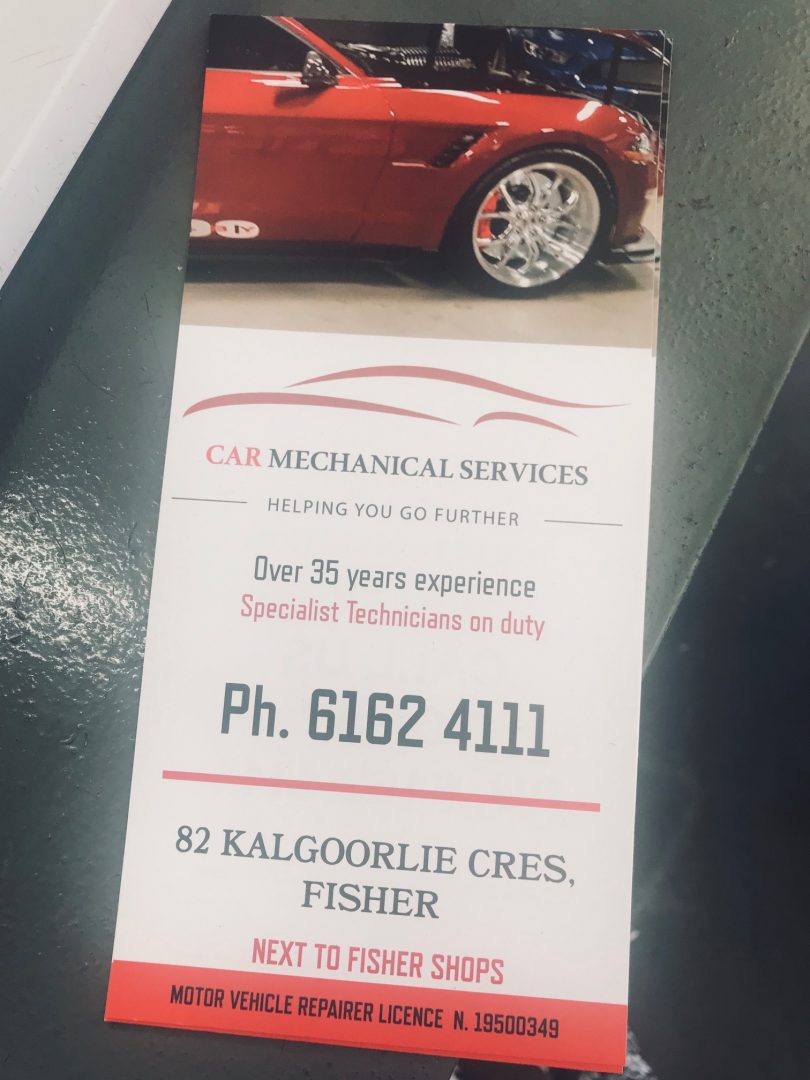 Flyer about Fisher Car Mechanical Services