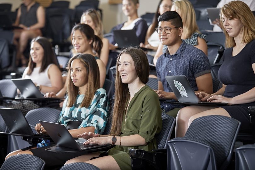 Students in lecture at University of Canberra.