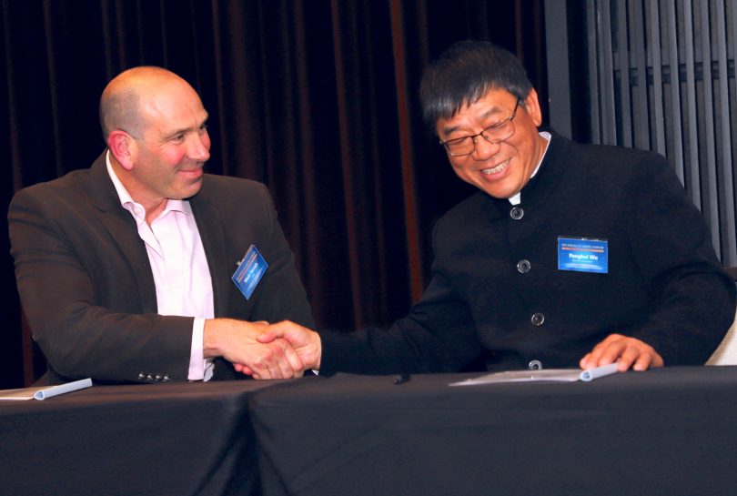 Matt Farrah (left) at Business Leaders' Forum in Canberra.