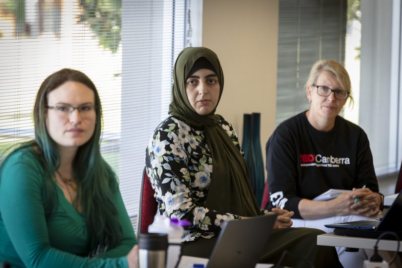 TedxCanberra speakers Alix O'Hara, Dr Marrwah Ahmadzai and Penny Sackett.