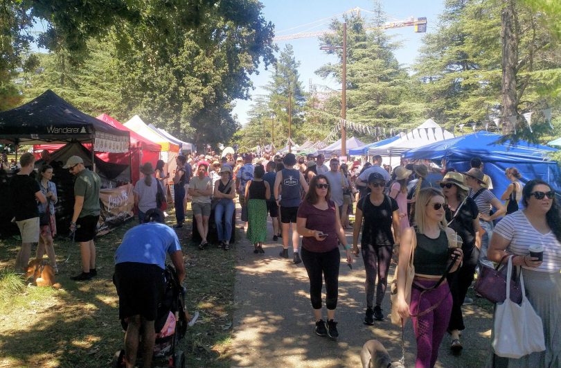 Huge crowds at the inaugural Haig Park Village Market on Sunday.