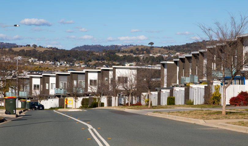 Row of townhouses in Canberra suburb