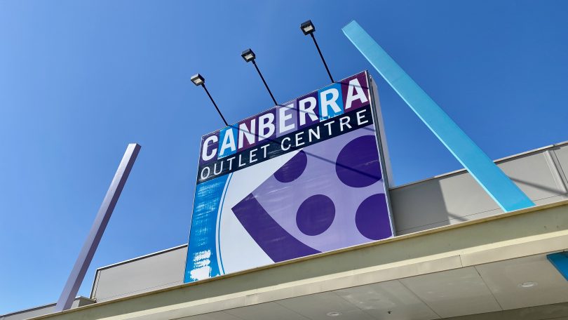 Canberra Outlet Centre sign.