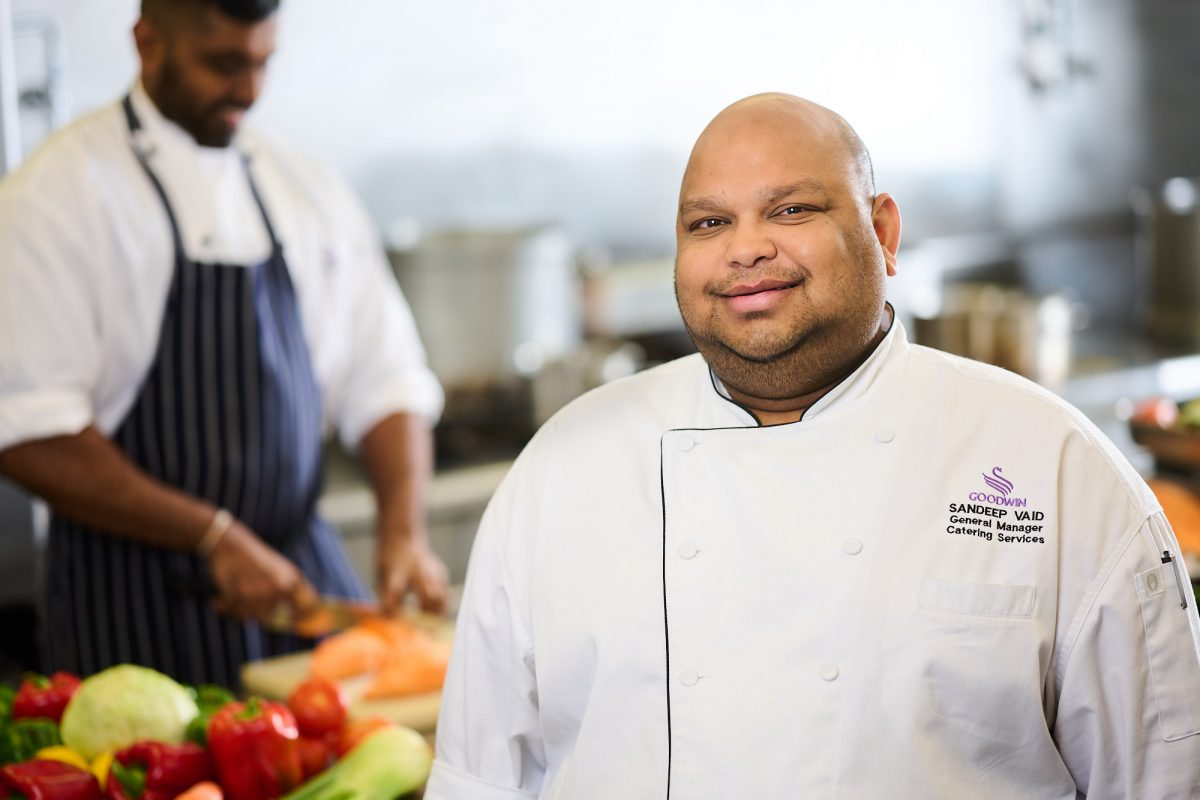 Goodwin general manager for catering and hospitality Sandeep Vaid in the kitchen