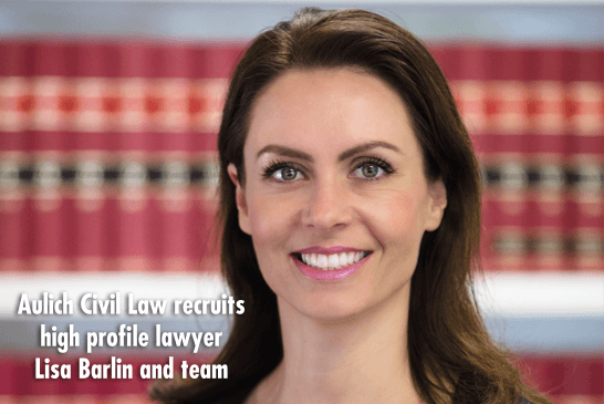 Aulich Civil Law recruits high profile lawyer Lisa Barlin and team